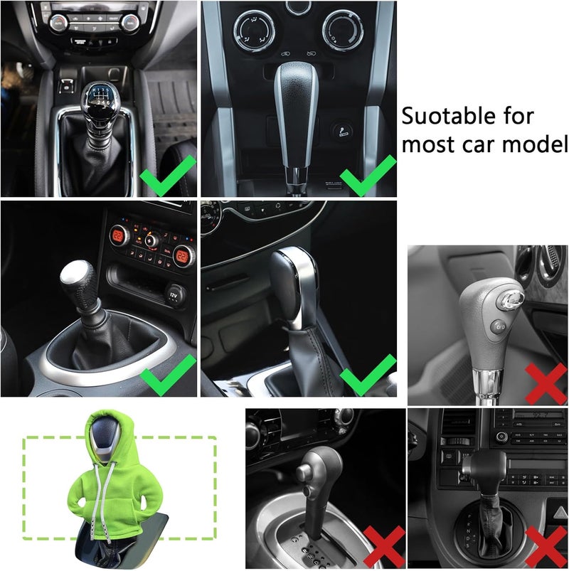 vvag Gear Shift Hoodie,Universal Shift Knob Hoodie, 4.7 Inch Car Shifter Stick Protector Decoration, Funny Hoodie Car Gear Shift Cover, Auto Interior Accessories Shifter Hoodie (Green) - Image 4